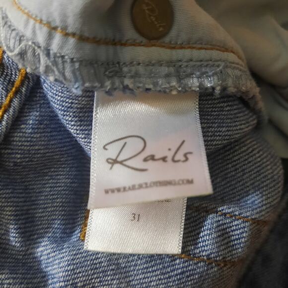 Rails Shane Button Fly Frayed Step Hem Womens Denim Mini Skirt Size 31 - Picture 6 of 10